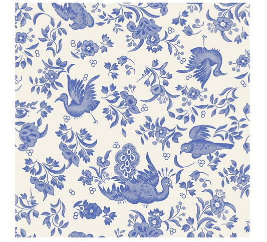 BLUE REGAL PEACOCK COCKTAIL NAPKIN - PACK OF 20 Hester and Cook - Gaines Jewelers