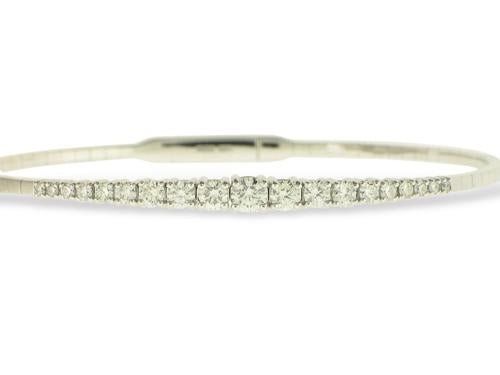 Bracelet- 14k White Gold Diamond Bangle Bracelet - Gaines Jewelers