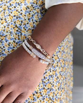 Bracelet- 4mm bangle bracelet with mother of pearl top with diamonds - Gaines Jewelers