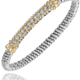 Bracelet- 4mm bangle bracelet with solid diamond bar top - Gaines Jewelers