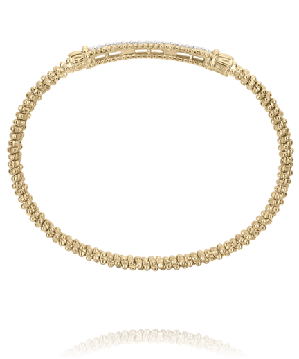 Bracelet bangle braided with diamond bar 14kt yellow gold - Gaines Jewelers