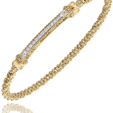 Bracelet bangle braided with diamond bar 14kt yellow gold - Gaines Jewelers
