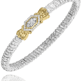 Bracelet bangle double diamond cluster 4mm closed top - Gaines Jewelers