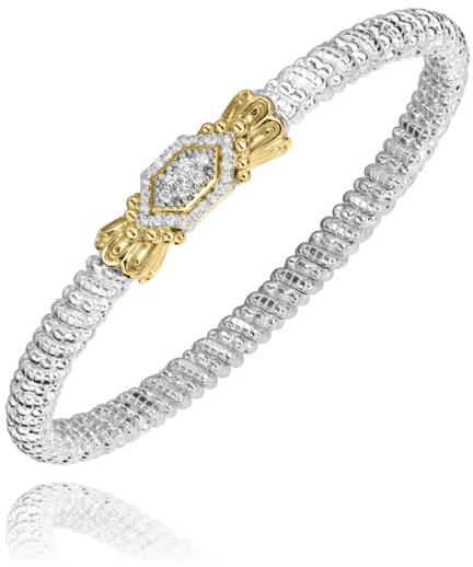 Bracelet bangle double diamond cluster 4mm closed top - Gaines Jewelers