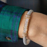 Bracelet bangle heavy diamond solid bar on top - Gaines Jewelers