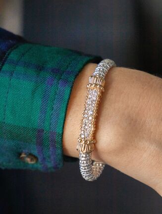 Bracelet bangle heavy diamond solid bar on top - Gaines Jewelers