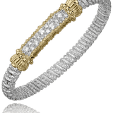 Bracelet bangle heavy diamond solid bar on top - Gaines Jewelers