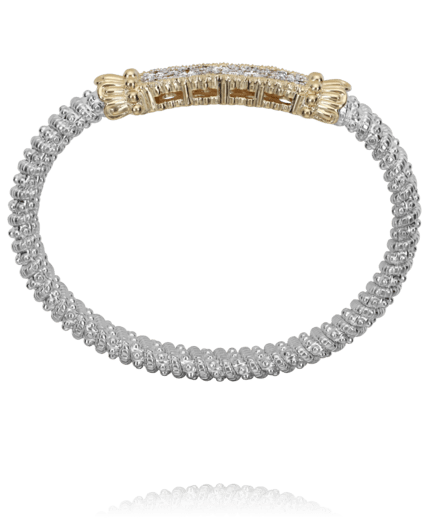 Bracelet bangle heavy diamond solid bar on top - Gaines Jewelers
