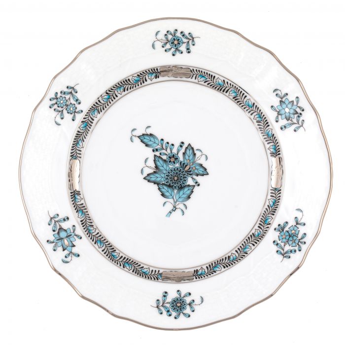 Chinese Bouquet - Bread & Butter Plate - Turquoise & Platinum - Herend - Gaines Jewelers