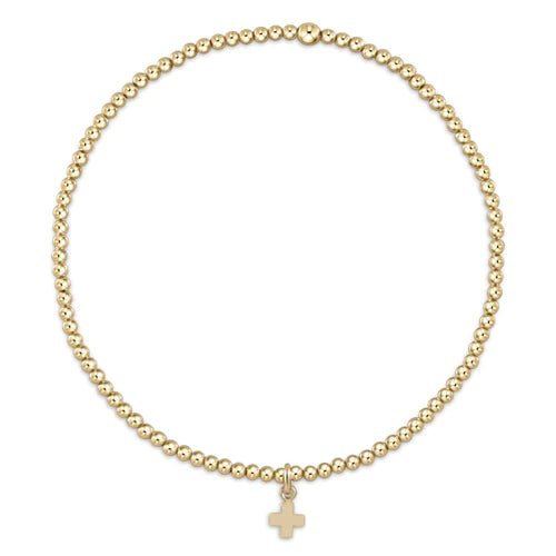 Classic Gold 2mm Small Signature Cross Bracelet - Gaines Jewelers