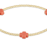 Coral- Signature Cross Gold Pattern 2mm Bead Bracelet - Gaines Jewelers