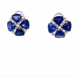 Earrings-18k White Gold kyanite diamond clover - Gaines Jewelers