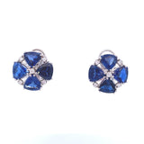 Earrings-18k White Gold kyanite diamond clover - Gaines Jewelers