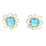 Earrings blue topaz and moonstone - Gaines Jewelers