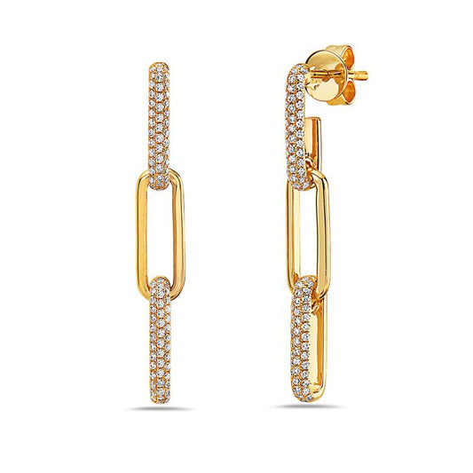 Earrings diamond drop paperclip link - Gaines Jewelers