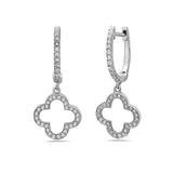 Earrings Diamond Drop Quatrefoil 14kt white gold - Gaines Jewelers