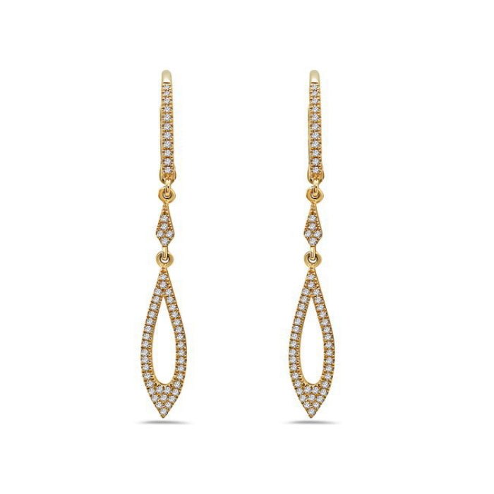 Earrings diamond drops 14kt yellow gold - Gaines Jewelers
