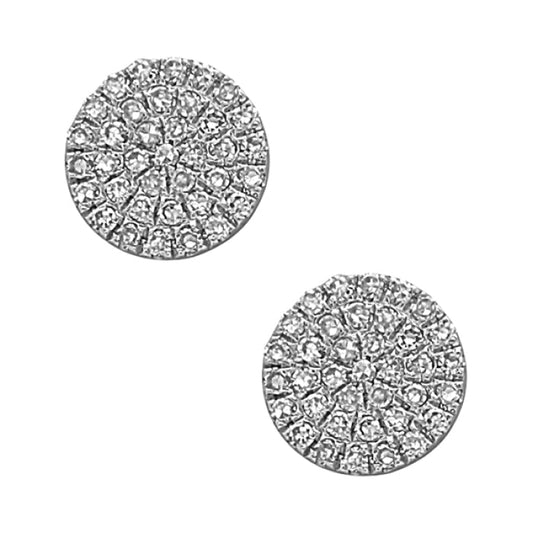 Earrings diamond pave' studs medium 14kt white gold - Gaines Jewelers