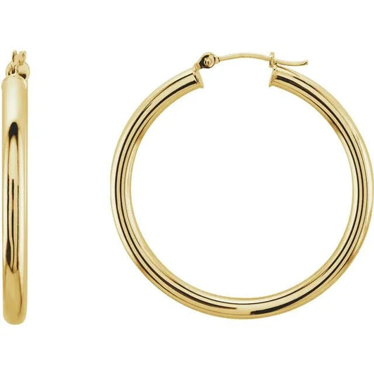 Earrings hoop 35mm x3mm 14kt yg - Gaines Jewelers
