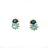 Earrings London and Sky Blue topaz surrounded by diamonds - Gaines Jewelers
