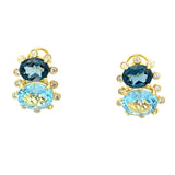 Earrings London and Sky Blue topaz surrounded by diamonds - Gaines Jewelers