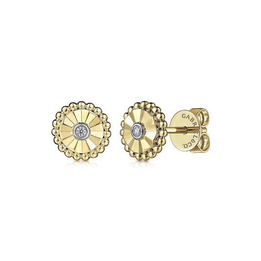 Earrings tiny sunburst w/diamond - Gaines Jewelers