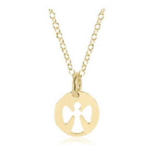 egirl 14" Necklace Gold - Guardian Angel Small Gold Disc - Gaines Jewelers