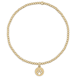 Egirl Classic Gold 2mm Bead Bracelet- Paw Print Small Gold Disc - Gaines Jewelers