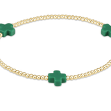 Emerald- Signature Cross Gold Pattern 2mm Bead Bracelet’s - Gaines Jewelers