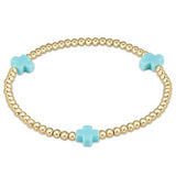 extends signature cross gold 3mm bead bracelet - Gaines Jewelers