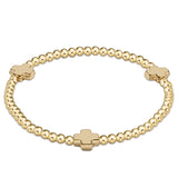 Extends - Signature Cross Gold Pattern 3mm Bead Bracelet - Gold - Gaines Jewelers