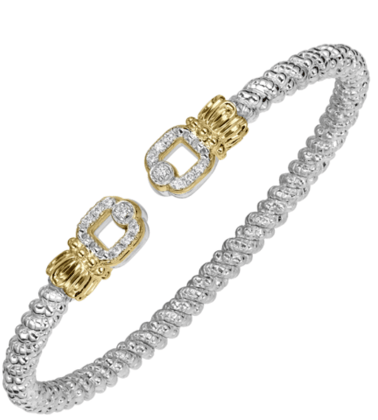 Flex Cuff Bracelet open top 3MM with open diamond open link and single round diamond - Gaines Jewelers