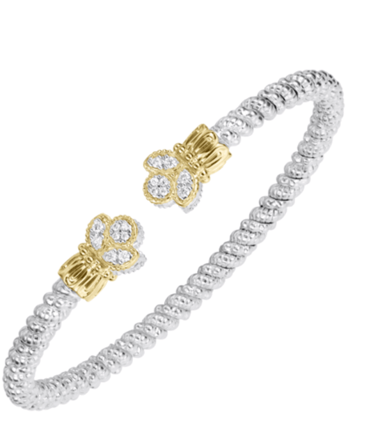 Flex Cuff bracelet open top trinity leaf tips 3MM - Gaines Jewelers