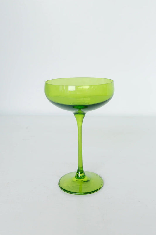 Forest Green Champagne Coupe - Estelle Colored Glass - Gaines Jewelers