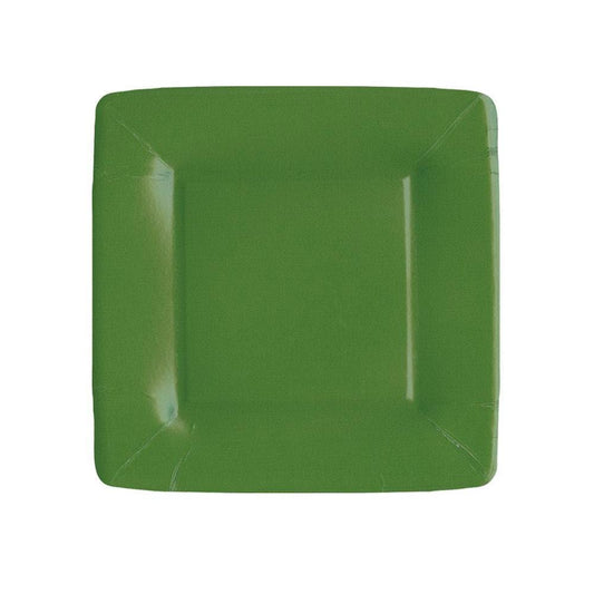 Grosgrain Square Paper Salad & Dessert Plates in Hunter Green - 8 Per Package - Gaines Jewelers