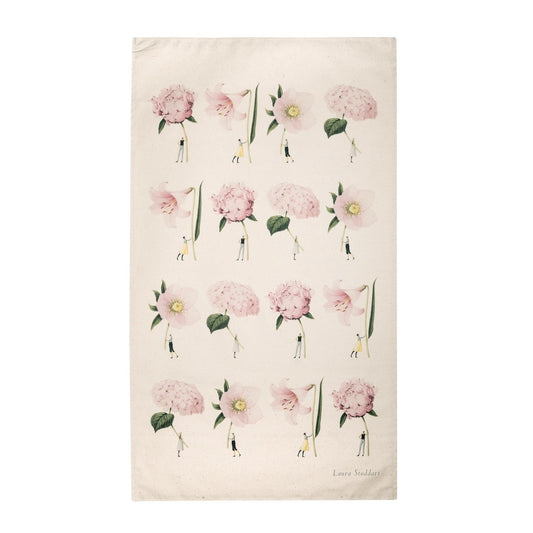 In Bloom Pink Multi Flowers Tea Towel - Hester & Cook - Gaines Jewelers