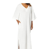 MC Sunsoaked Crinkle Cotton v Neck Caftan - Gaines Jewelers