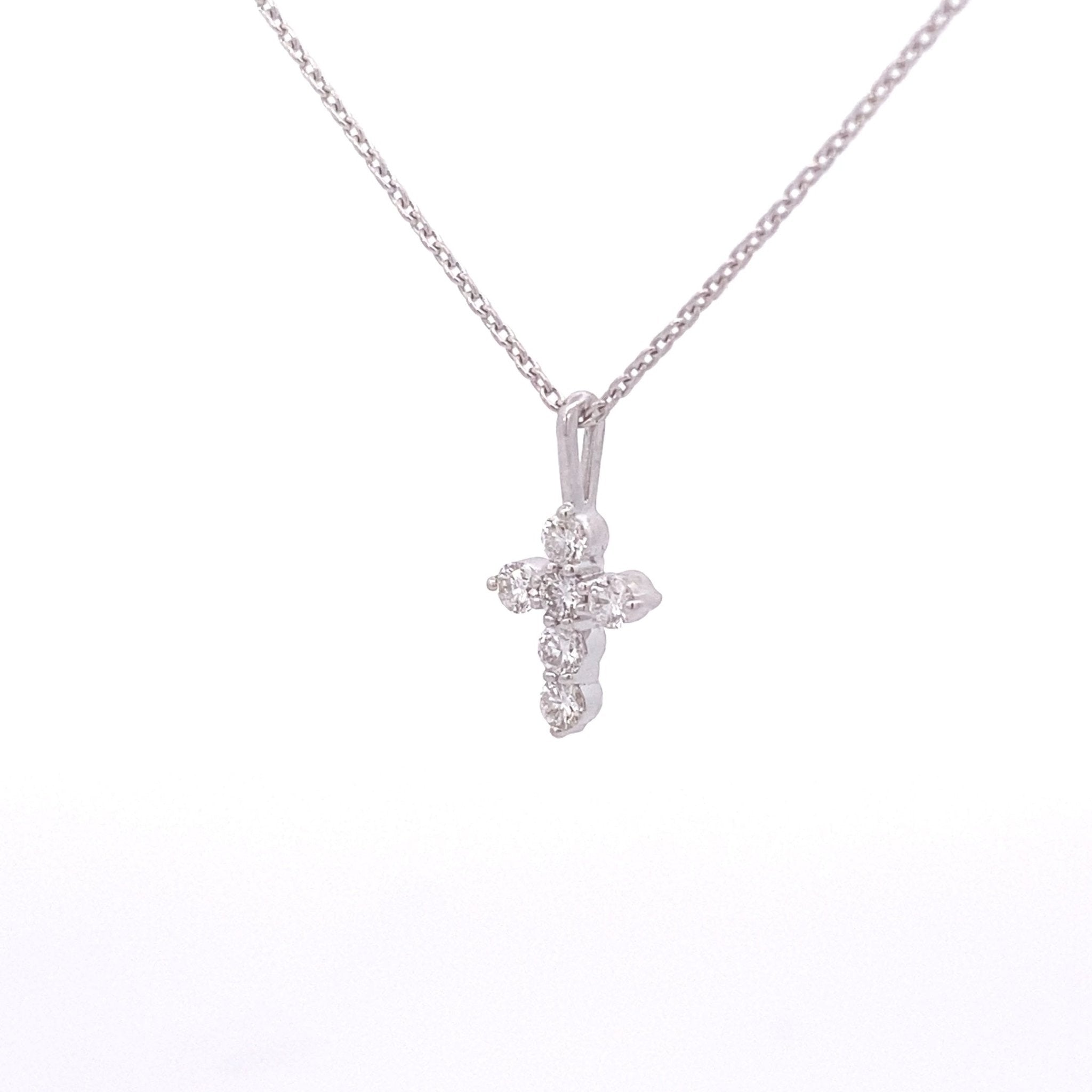Necklace 14kt white gold Diamond Cross Necklace with 18" cable chain - Gaines Jewelers
