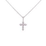 Necklace 14kt white gold Diamond Cross Necklace with 18" cable chain - Gaines Jewelers