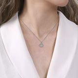 Necklace- 925 Sterling Silver Cushion Cut White Sapphire Pave' Pendant Necklace - Gaines Jewelers