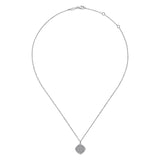 Necklace- 925 Sterling Silver Cushion Cut White Sapphire Pave' Pendant Necklace - Gaines Jewelers
