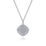Necklace- 925 Sterling Silver Cushion Cut White Sapphire Pave' Pendant Necklace - Gaines Jewelers