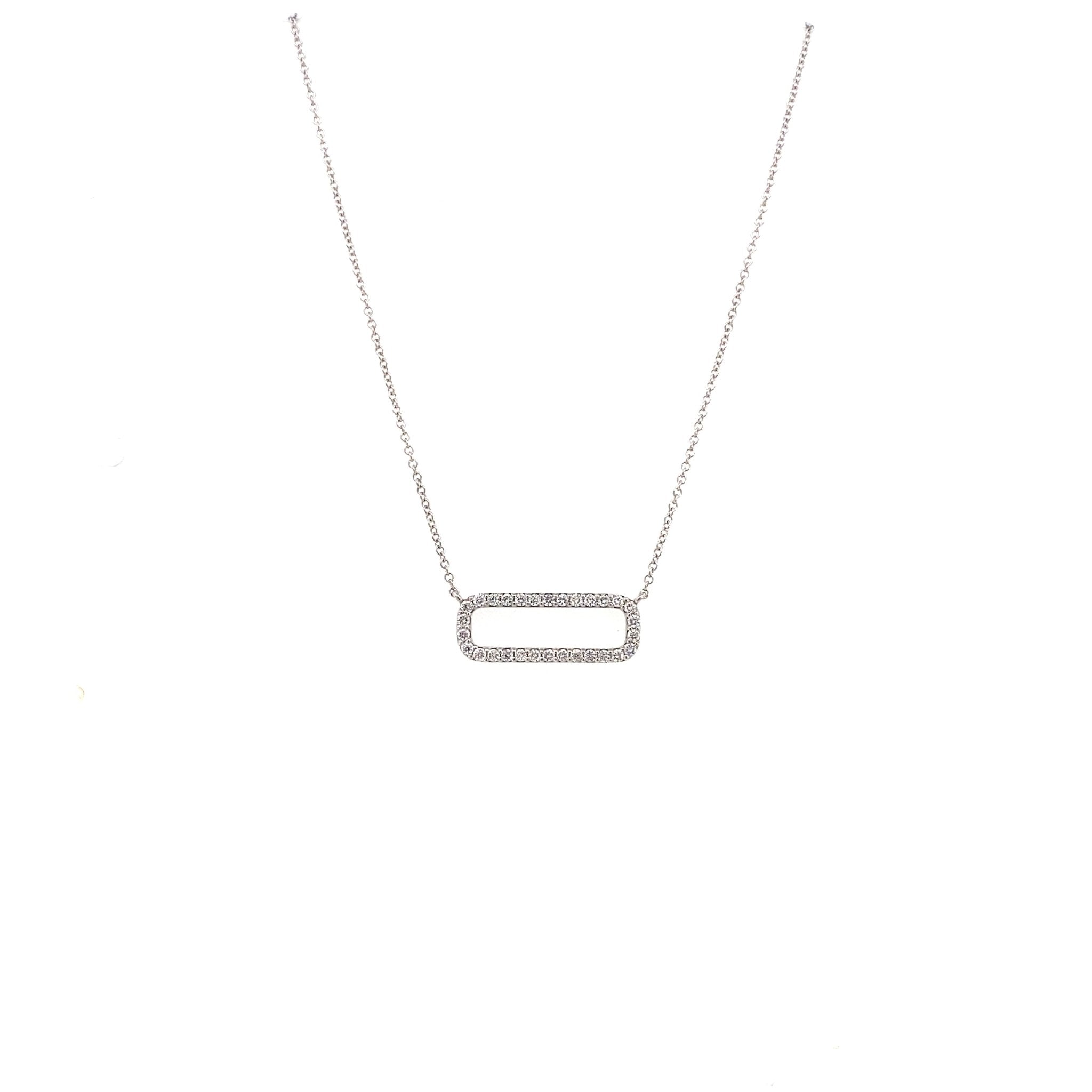 Necklace diamond rectangle 30=.30ct 14kt white gold - Gaines Jewelers