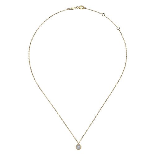 Necklace octagonal diamond cluster 14kt yellow gold - Gaines Jewelers