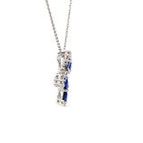 Necklace- Oval Sapphire and Diamond Cross Pendant with 14kt White Gold Chain - Gaines Jewelers