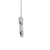 Necklace- Oval Sapphire and Diamond Cross Pendant with 14kt White Gold Chain - Gaines Jewelers