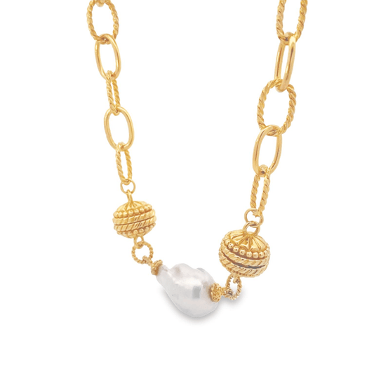 Necklace Pendant -Baroque Pearl set in Forever Gold - Gaines Jewelers