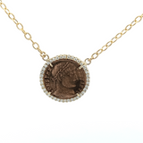 Necklace textured chain with ancient coin - Gaines Jewelers