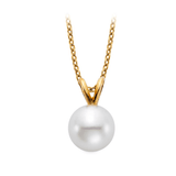 Necklace- Yellow Gold chain with fresh water pearl pendant 11 mm - Gaines Jewelers