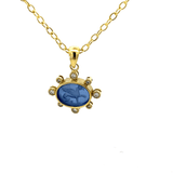 Pendant oval Venetian glass bluino griffin on textured chain - Gaines Jewelers